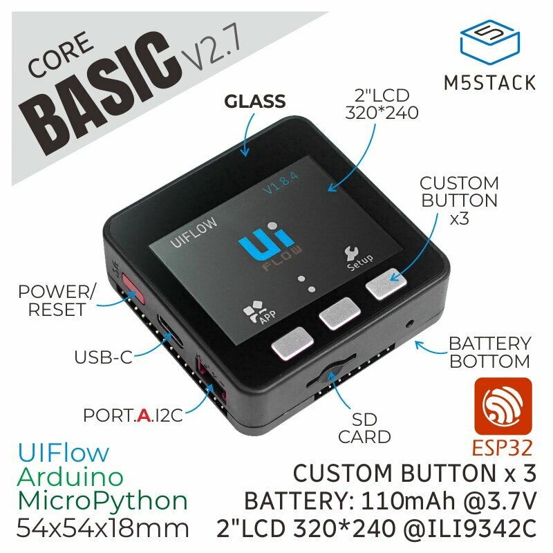 M5Stack Basic Core 2.7 IoT Kit ESP32 Инструмент для разработки Интернета вещей — фото 1