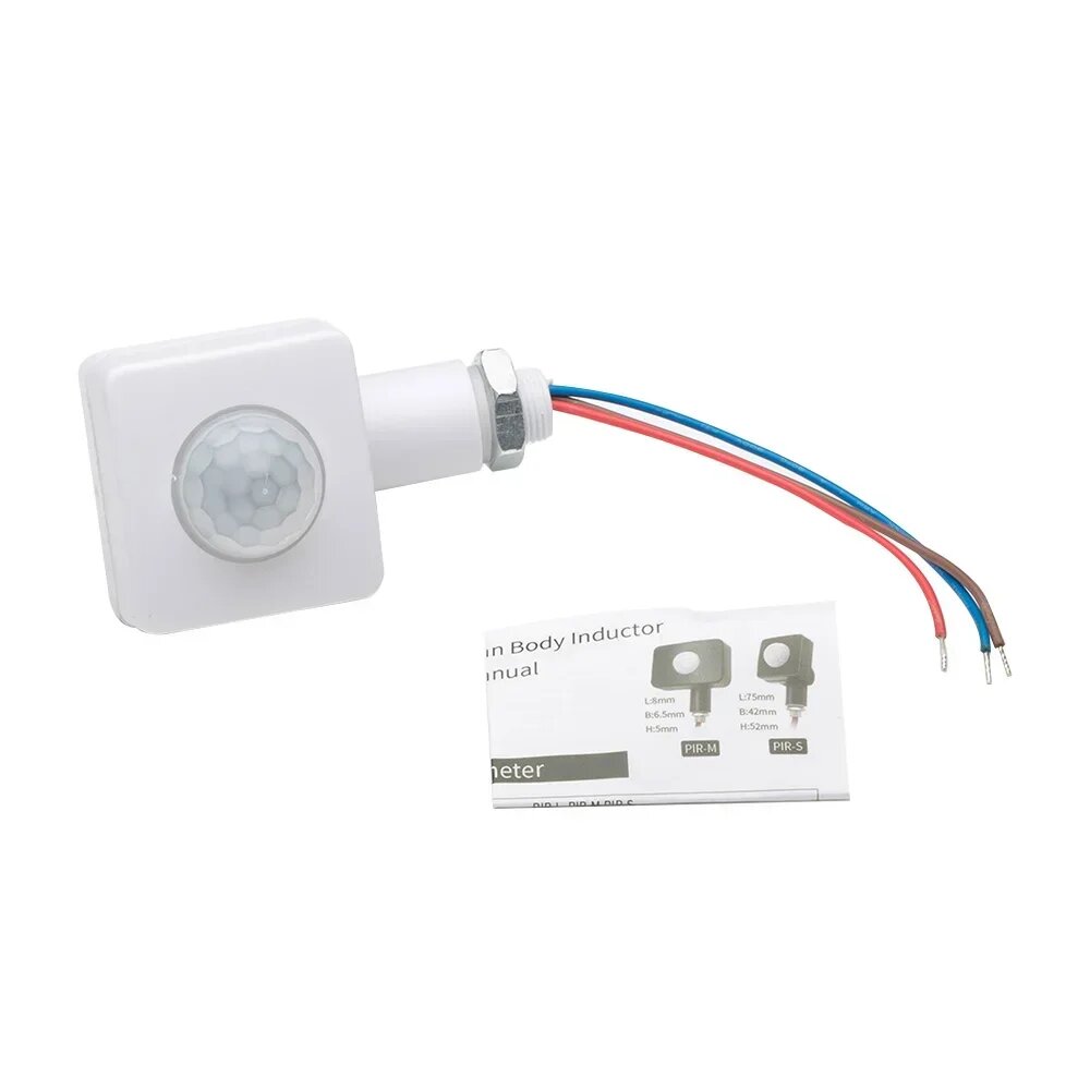 AC85-265V Датчик движения человека Умный дом PIR Датчик движения Детектор PIR Датчик движения Регулируемый PIR-переключатель Датчики выключателя света, W 12MM Hole