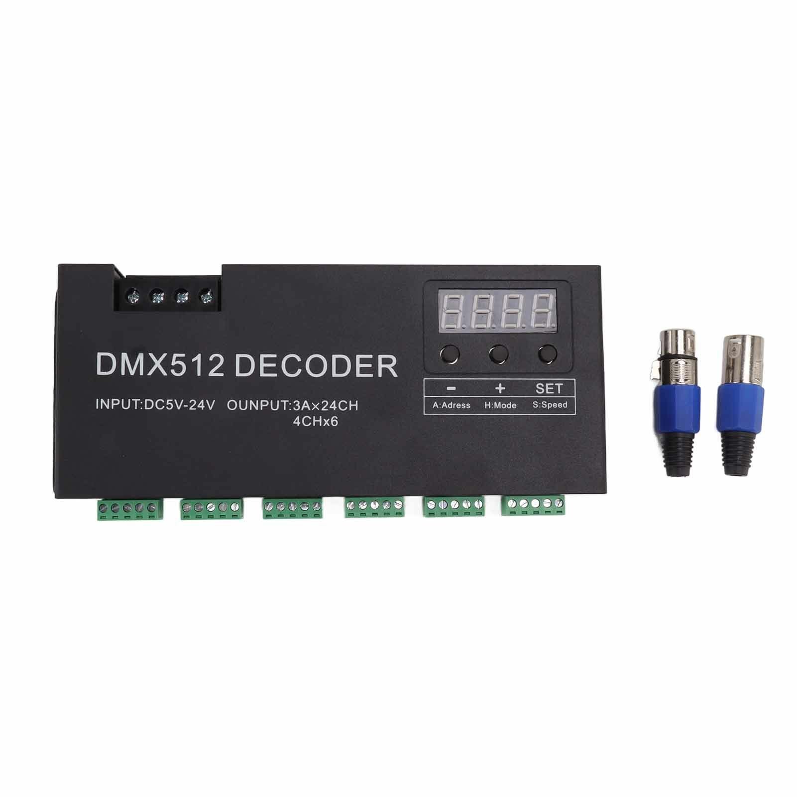 24-канальный декодер DMX, цифровой дисплей, RGBW, DMX512, драйвер затемнения, светодиодный контроллер для сценической панели, 5 В постоянного тока 24 В