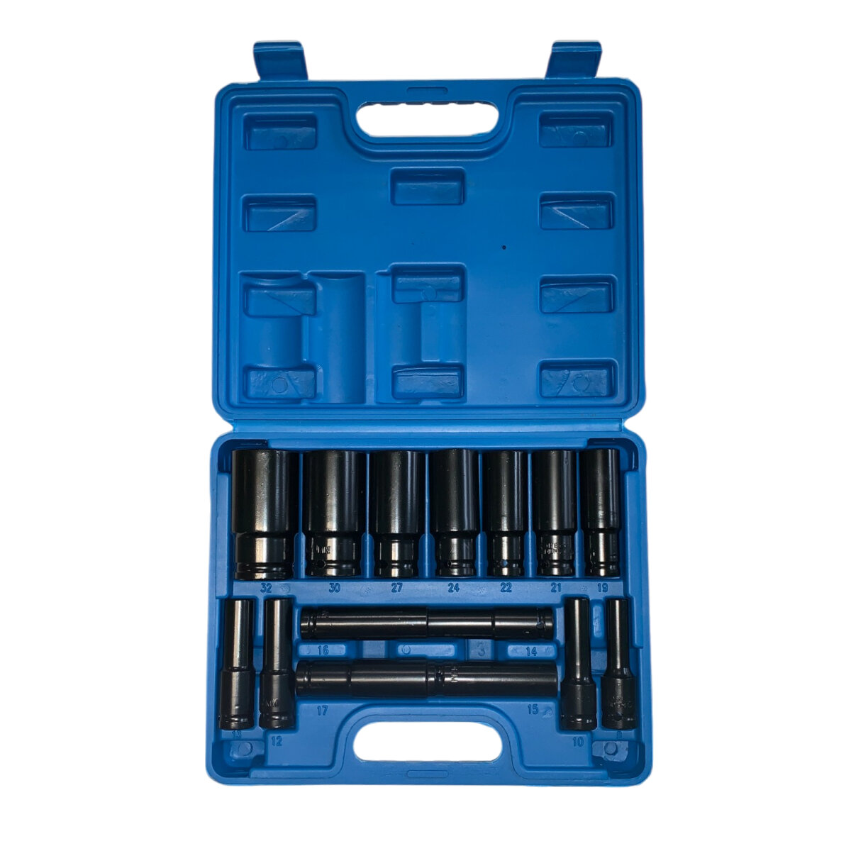 Набор головок ударных 15 шт (8 - 32 мм) 1/2", синий кейс (66015)