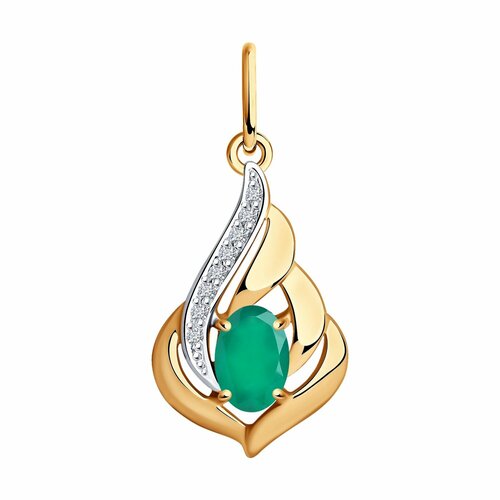 фото Подвеска diamant online, красное золото, 585 проба, агат, фианит, бирюзовый