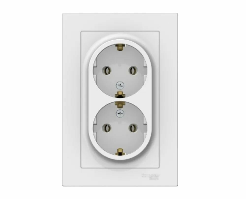 5 шт. Systeme Electric AtlasDesign Белый, Розетка двойная с заземлением, 16 А, в сборе ATN000124 — фото 1