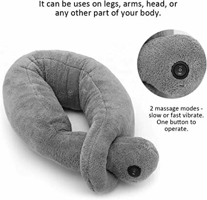 Изображение 2 в 1 Подушка для шеи и вибрирующая массажная подушка gg MassageR, регулируемая беспроводная электрическая массажная подушка, расслабляющая мышцы, снимающая боль, U-образная поддержка головы для офиса, дома, путешествий