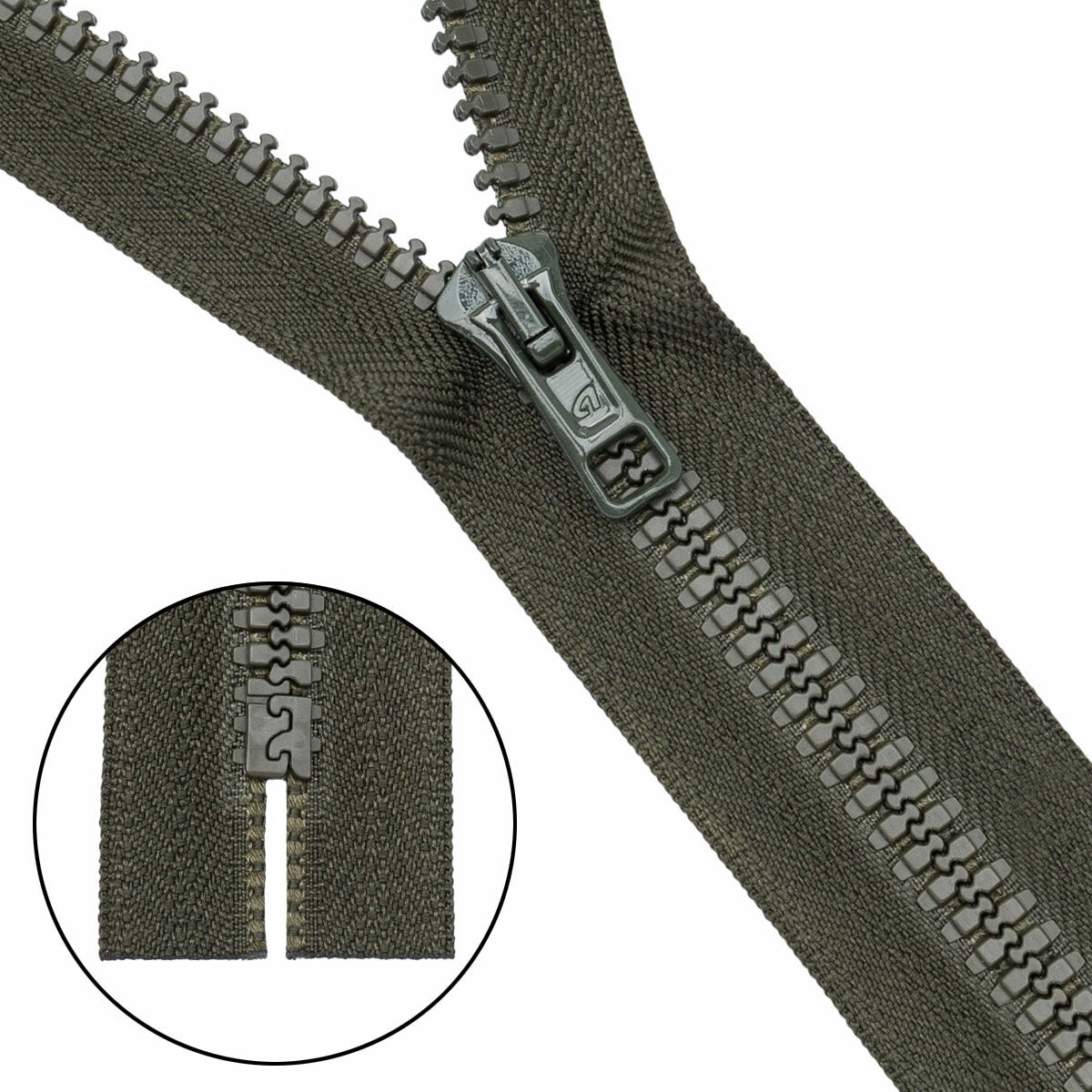 Молния неразъемная 18 см тракторная, 10 шт, Тип 6 (2075) ARTA (175 тёмный хаки)