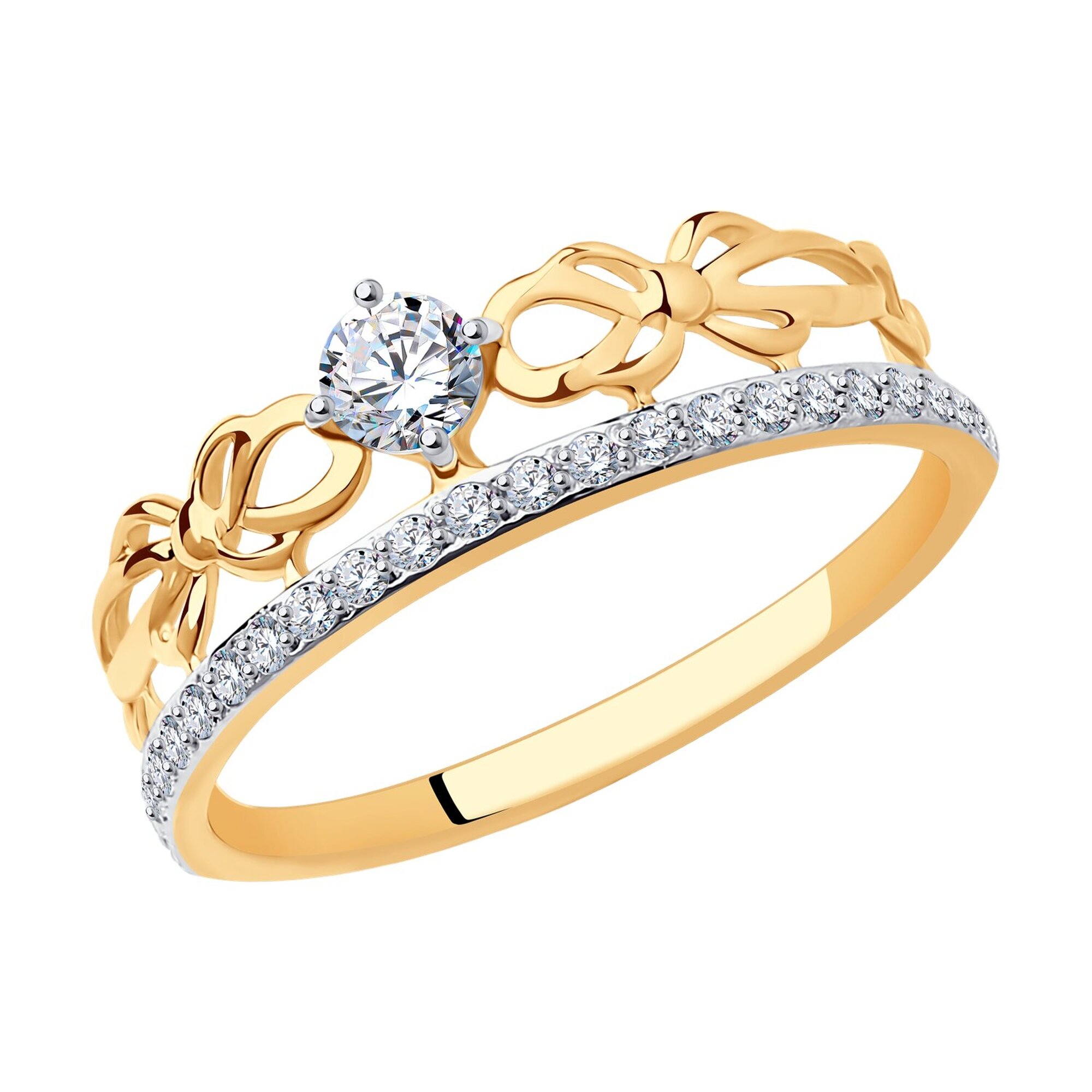 Кольцо дорожка Diamant online, красное золото, 585 проба, фианит