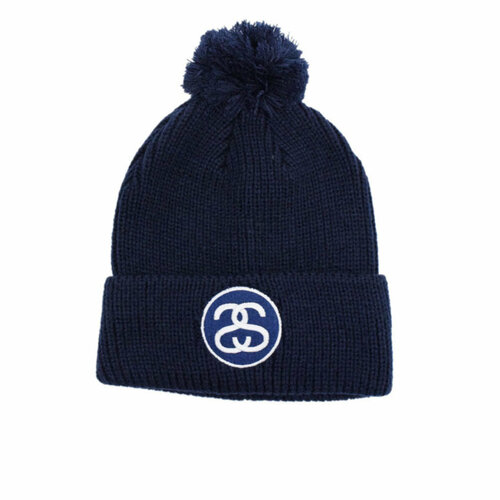 фото Шапка бини stussy ss-link ho15 pom beanie для мужчин и женщин, размер onesize, navy