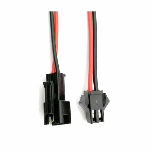 Разъем 2pin с проводом и ответной частью (JST SM 2.54) (черный/красный)