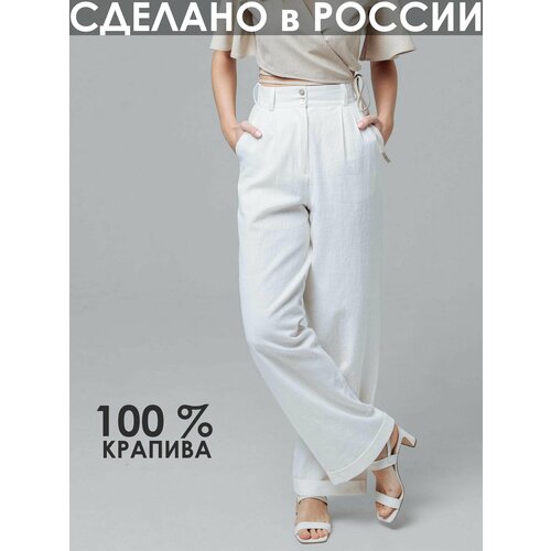 фото Брюки палаццо kinfolk clothes базовая коллекция, размер m, белый