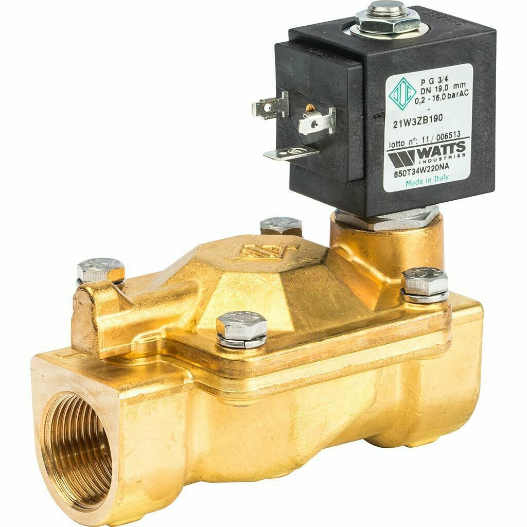 Соленоидный клапан Watts 850Т (850T34W220NA) для систем водоснабжения 3/4 230V Н. О. (10023643)