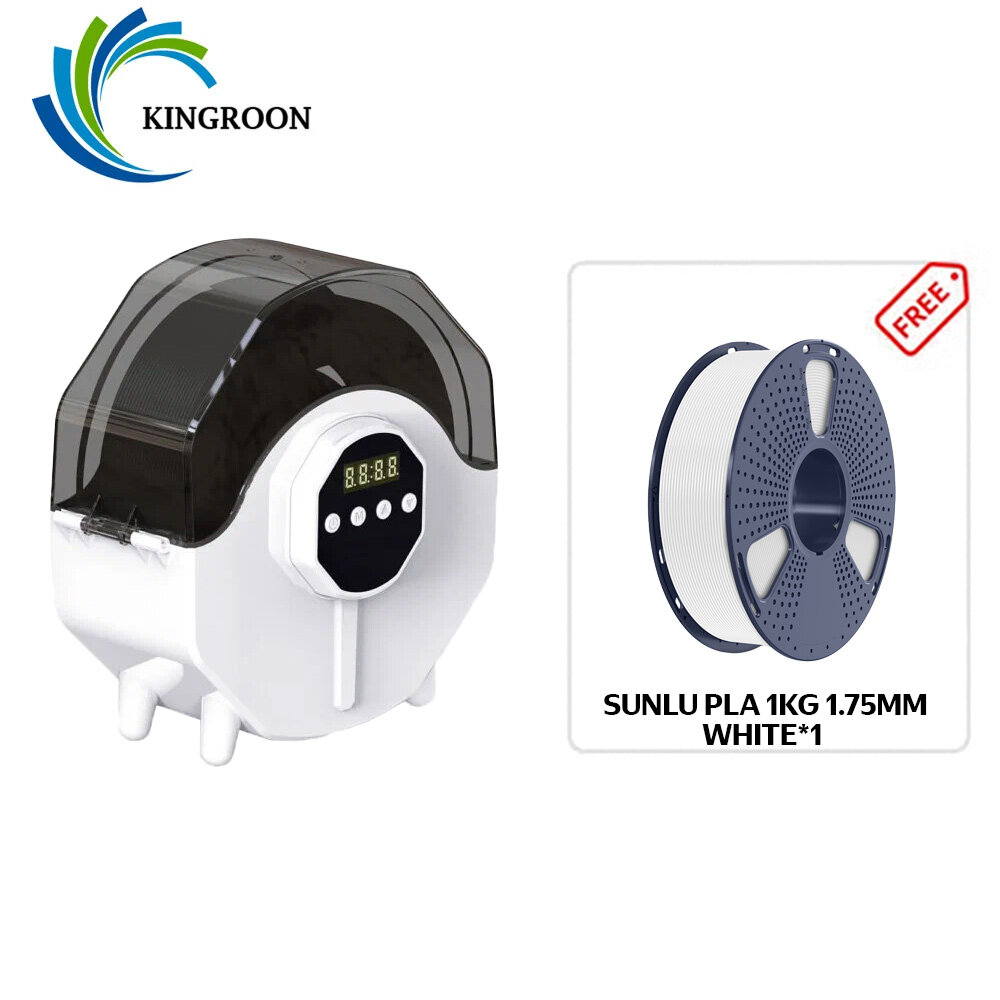 Kingroon 3D Filament Drying Box + Sunlu PLA white Filament*1, A great value combination