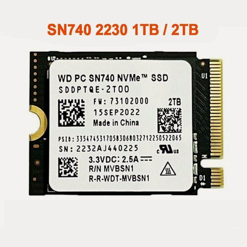 Изображение товара Внутренний SSD диск 2 ТБ PCIe 4.0x4 NVME Internal SSD (WD PC SN740 M.2 2230), ssd для steam deck, Surface laptop