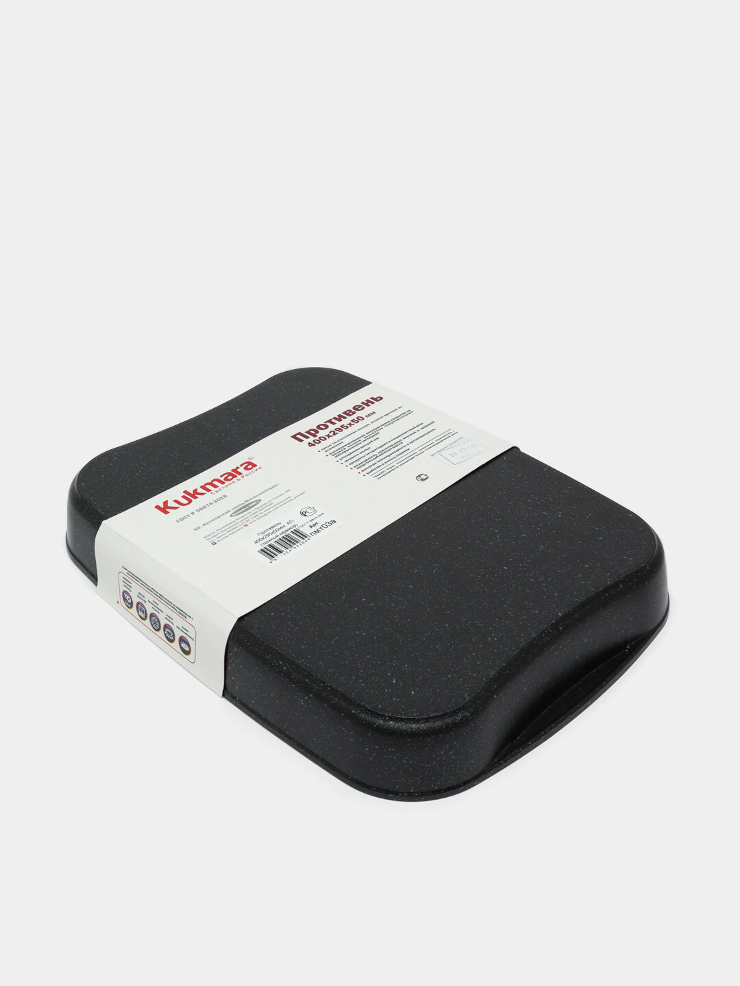 Противень Kukmara антипригарное покрытие, черный мрамор, 365*260*55мм — фото 1