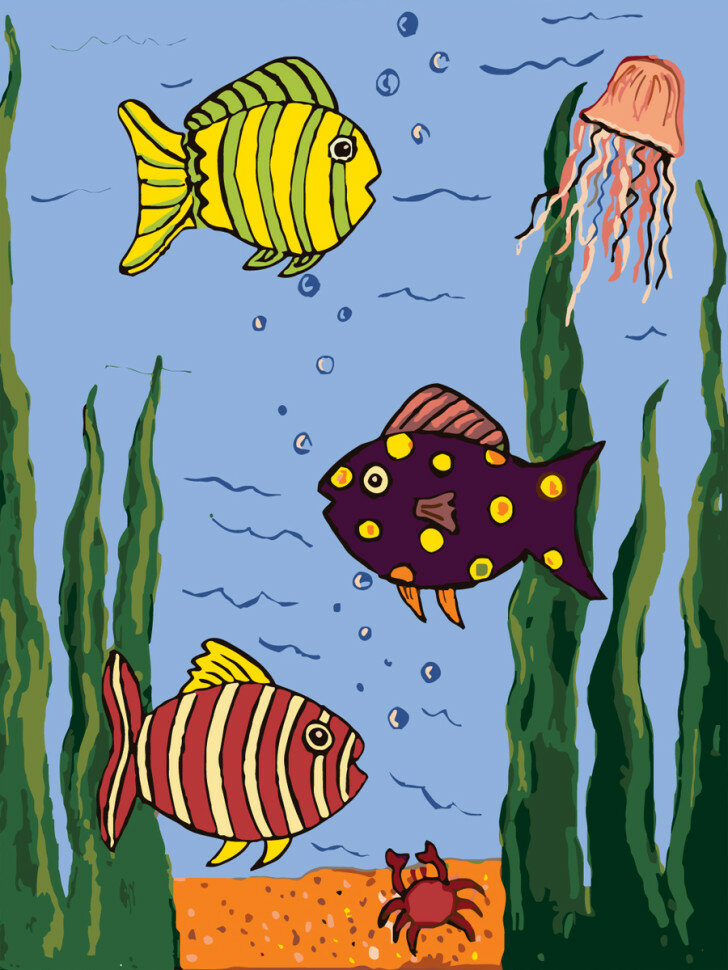 Картина по номерам "Рисованные рыбки" — фото 1