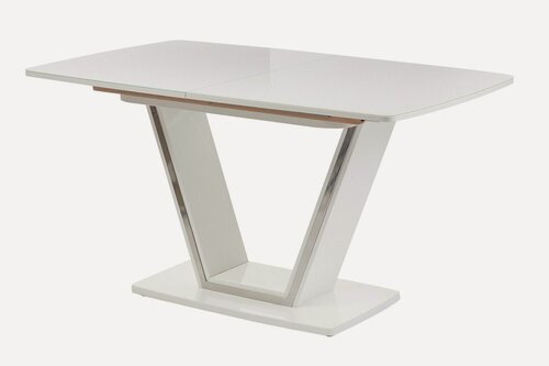 Изображение товара Кухонный стол раздвижной Hoff Виктория, 140(185)х75х90 см, цвет белый, белый лакированный, хром