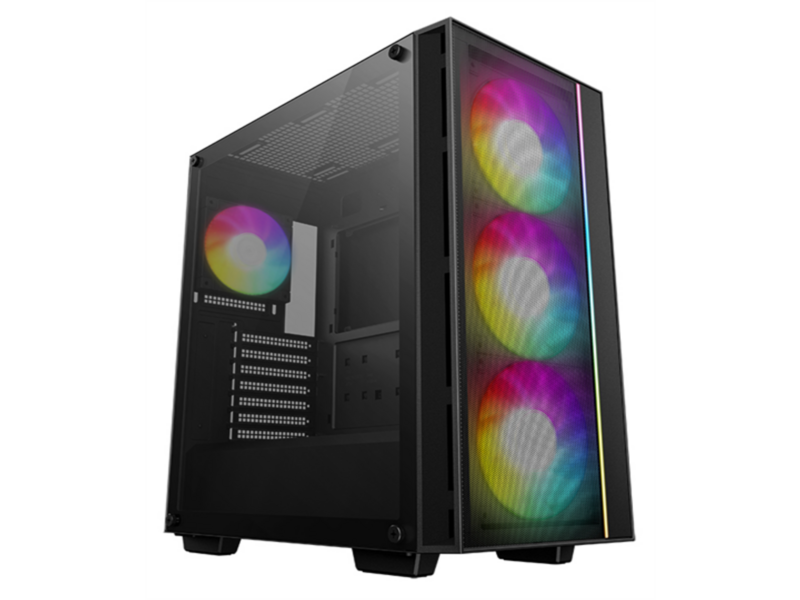Корпус Deepcool MATREXX 55 MESH V4 без бп, боковое окно (закаленное стекло), 3xARGB LED 140мм вентилятора спереди, 1xARGB LED 120мм вентилятор сзади, черный, ATX