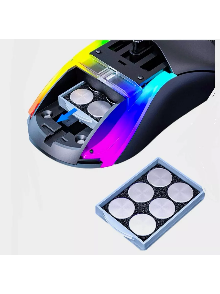 Игровая мышь iMICE T60 Honeycomb RGB USB, c регулируемым весом — фото 1