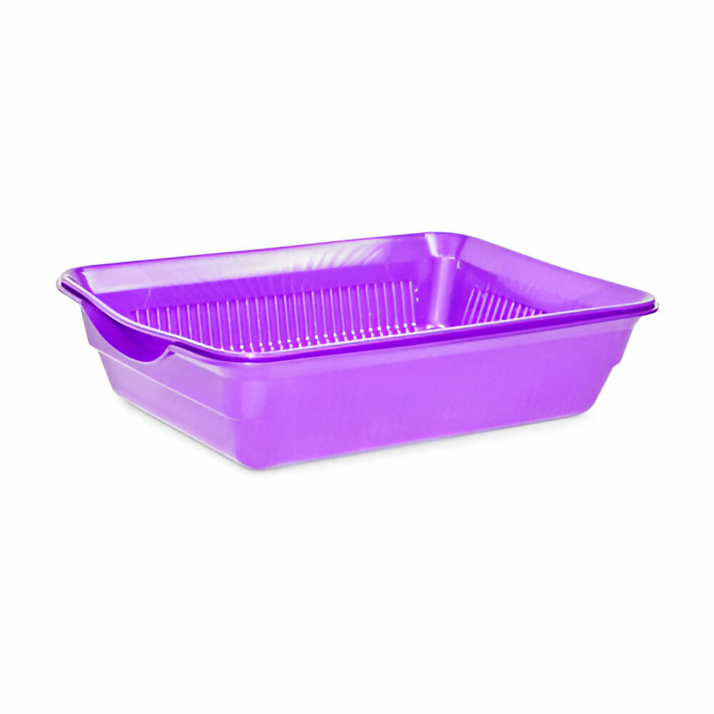 Туалет для кошек Homecat Atlantis, пластик, с сеткой, высокий бортик, 36,5х26х6,5 см, фиолетовый