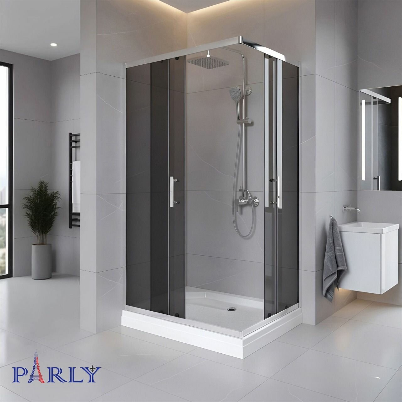 Душевой уголок Parly QZ81SN (80х100х195) низкий поддон  профиль цвет хром