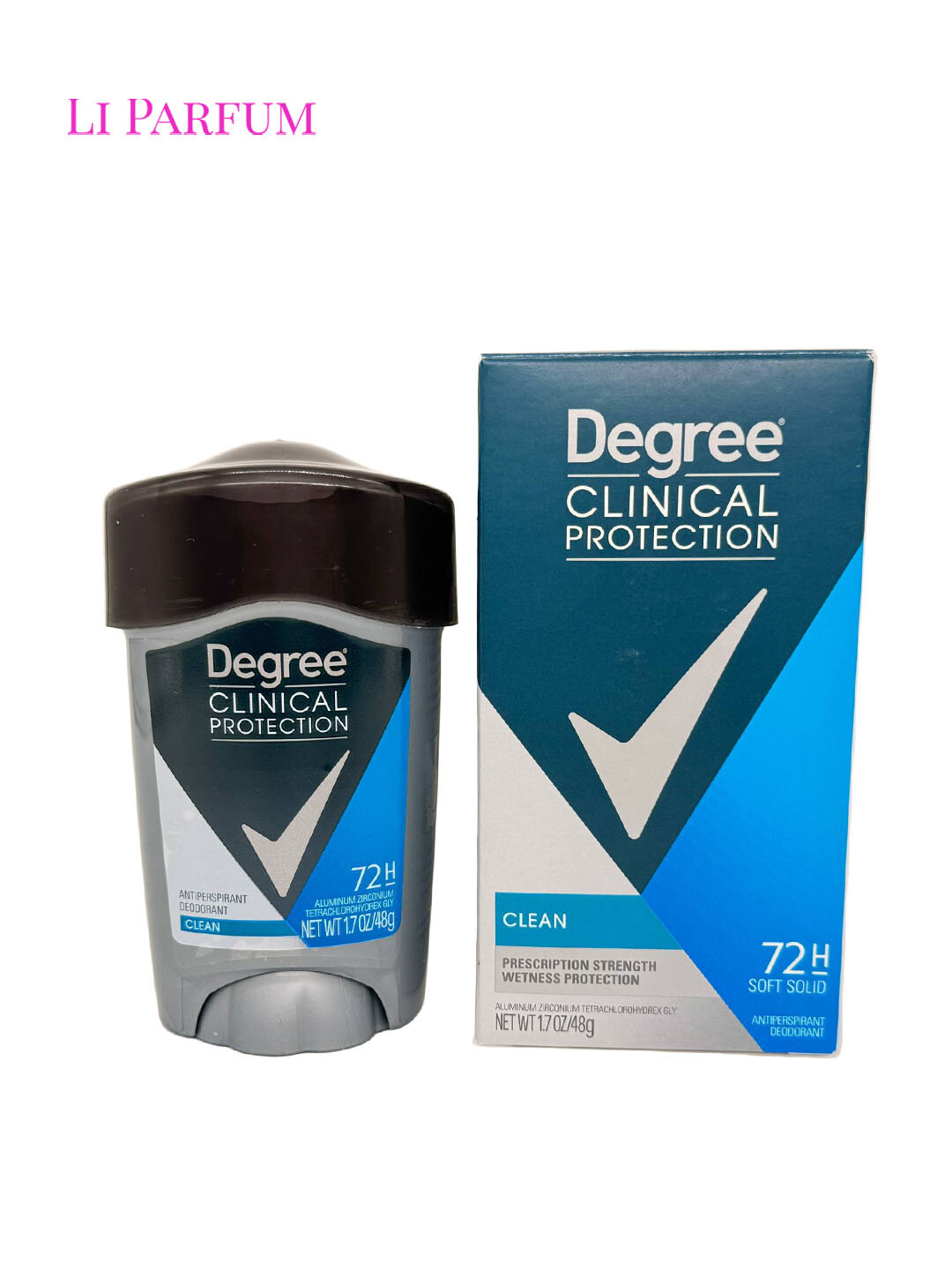 Degree Clinical Protection Clean Prescription Strength, защита от пота, 72 часа, свежий аромат 48 г — фото 1