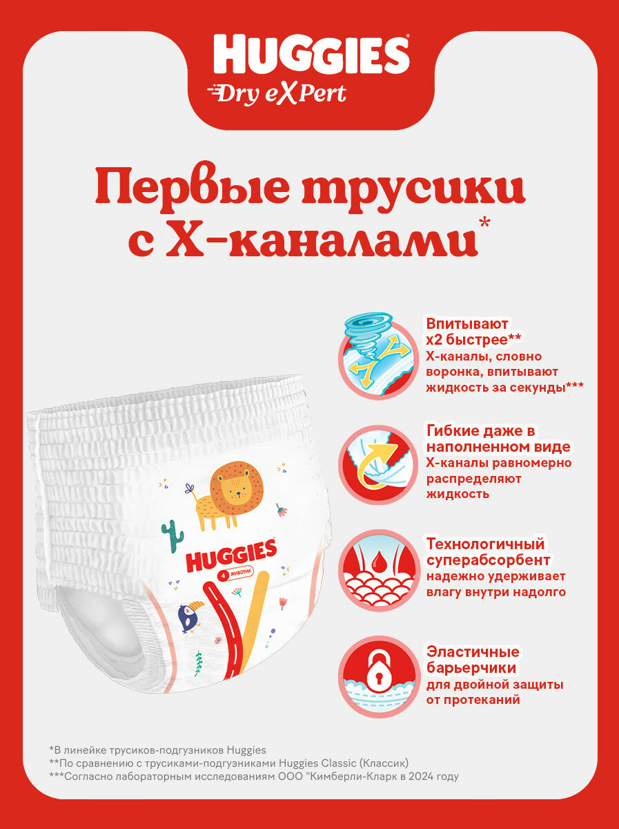 Изображение Подгузники трусики Huggies Dry Expert 4 L размер, 9-14 кг, 54 шт