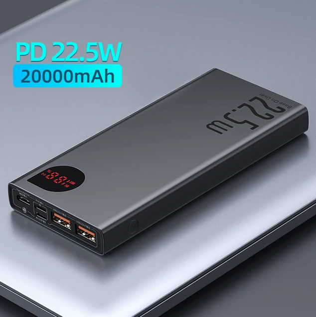 Портативный аккумулятор Baseus Adaman Metal Digital Display Quick Charge, 10000 mAh, черный, упаковка: коробка