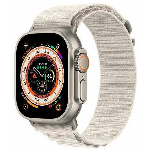 Apple Watch Ultra 49 мм Titanium Case with Alpine Loop M, белый