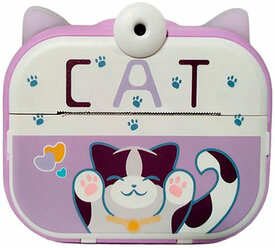 Детская камера Kid Joy Cat Print Cam с печатью, 2,4'' экран, 1 линза,180°, (P13) - фиолетовая