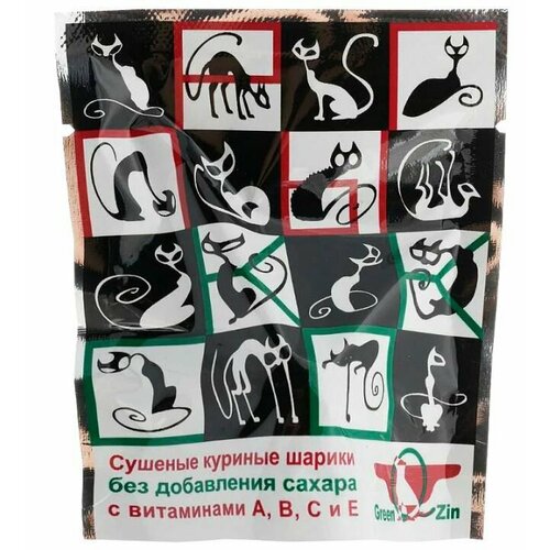 Green Qzin Лакомство для кошек Пры г-Скок витаминные конфеты из куриного мяса, 3,5 г, 3 шт
