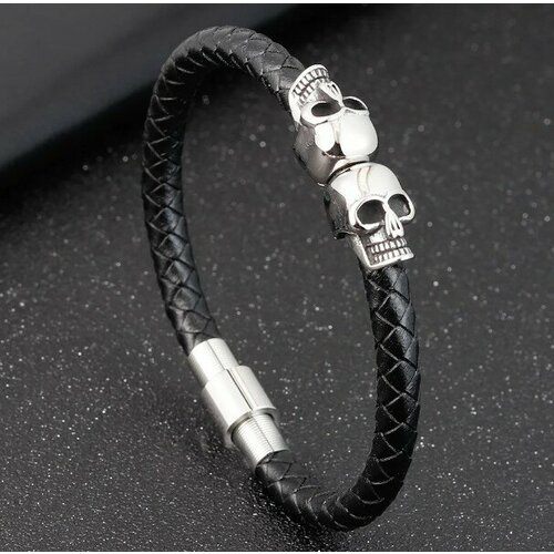 фото Плетеный браслет, металл, 1 шт., размер 21 см, черный нет бренда