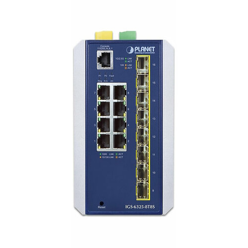 Коммутатор Planet Industrial IGS-6325-8T8S /PoE 320Вт./Управляемый Layer 3 коммутатор planet igs 6325 20s4c4x