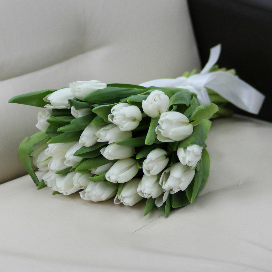 Букет белых тюльпанов 7 штук
