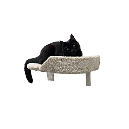Лежанка для кошек настенная Моя Котя с бортиком правосторонняя, цвет светло-серый