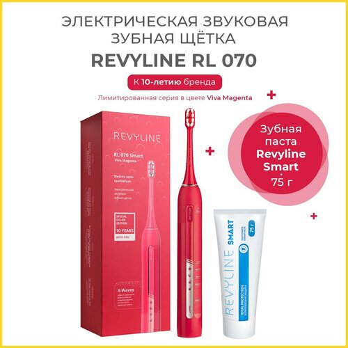 Электрическая звуковая щетка RL 070 красная + Зубная паста Revyline Smart, 75 г.