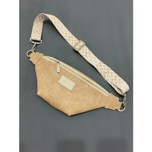 Сумка поясная Stupa Поясная Плетеная однотон, фактура плетеная, бежевый