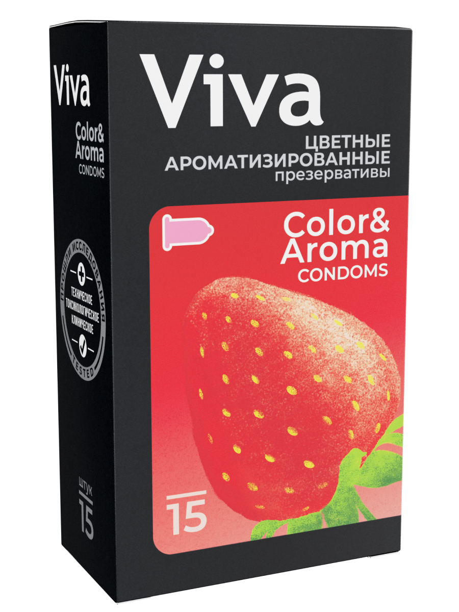 VIVA Презервативы Цветные ароматизированные, 15 шт