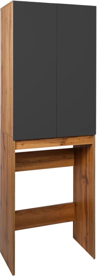 фото Пенал напольный графит матовый/дуб вотан L/R Viant Бостон VBOS645G-SHSM