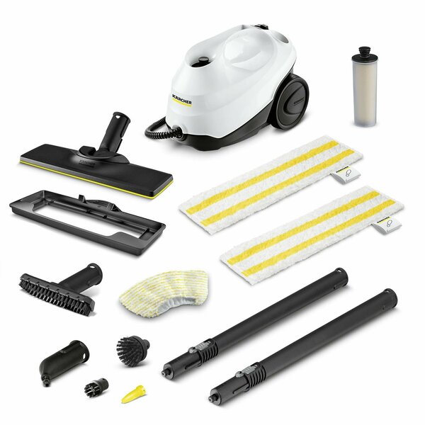 Пароочиститель Karcher SC 3 EasyFix Plus*EU 1.513-661.0 для дома, двухступенчатый регулятор расхода пара на рукоятке, паровой шланг с пистолетом 2.2 м, белый