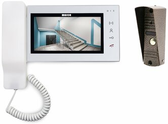 Комплект видеодомофона для дома с трубкой ALFA-T, экран 7", с вызывной панелью, сенсорное управление, открытие замка, 220В