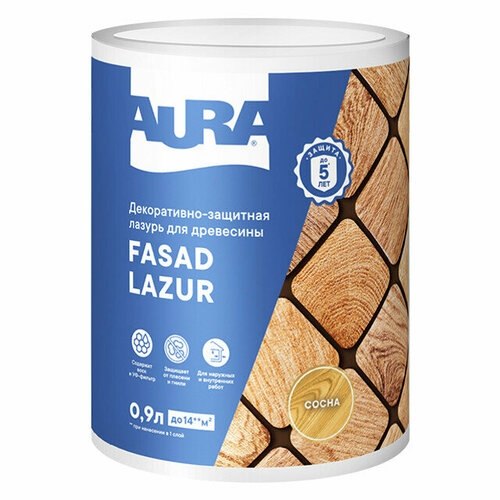 Средство деревозащитное aura fasad lazur сосна 09л арт aww006 1920₽