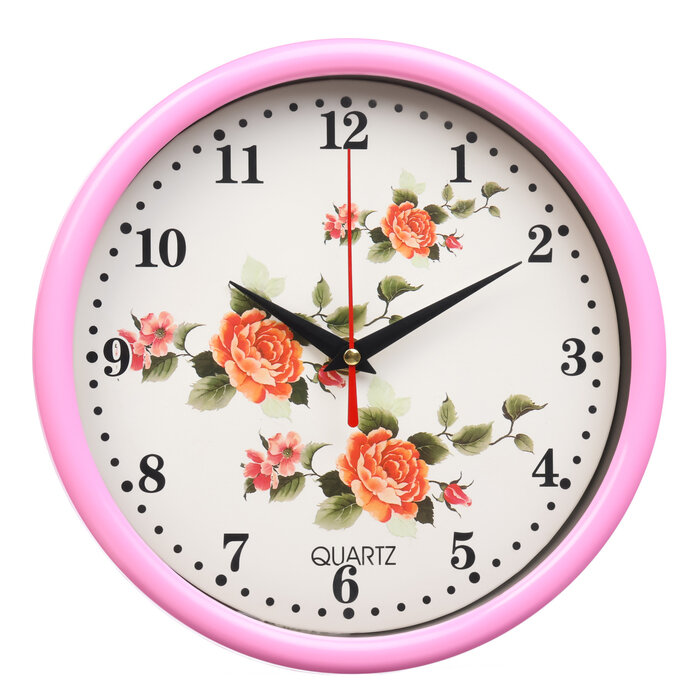 Часы настенные "Цветы", d-20 см, плавный ход 9865998