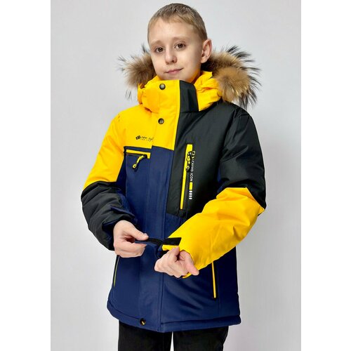 фото Парка lcayhd fashion зимняя куртка для мальчика 23-21(1/25), размер 134, желтый, синий