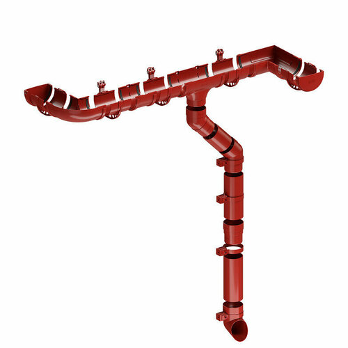 Комплект водосточной системы Docke Standard для ската 9м, Красный (RAL 3005)