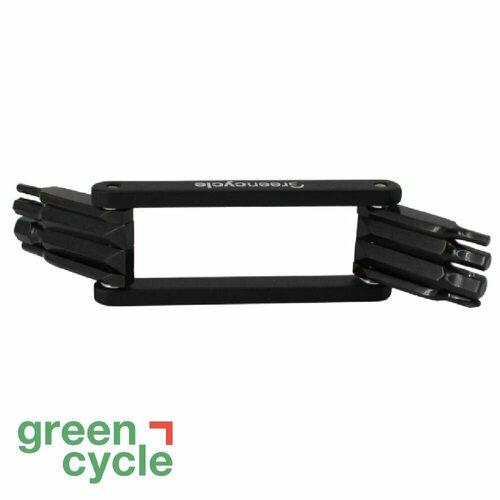 фото Компактный ключ green cycle gcm-089 складной 8 инструментов, черный