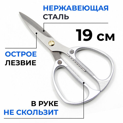 Ножницы канцелярские 19 см, серебро ножницы универсальные kuchenprofi 19 см