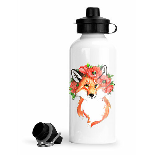 фото Спортивная бутылка лиса с маками luzimuzi