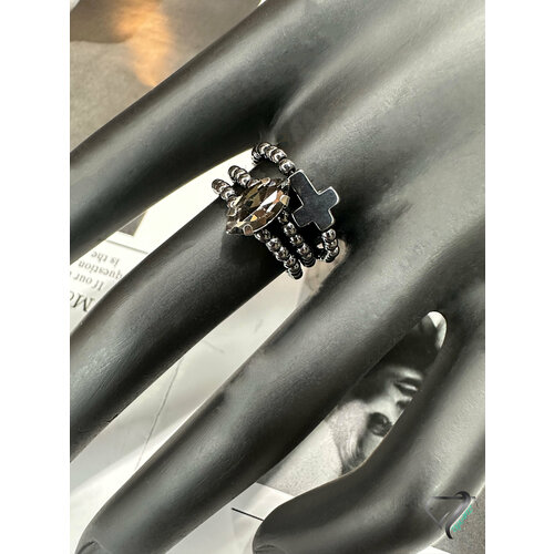 Набор колец RYKAMI, гематит, размер 17.5, черный