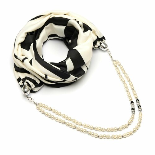 фото Платок foxtrot,90х90 см, белый, черный