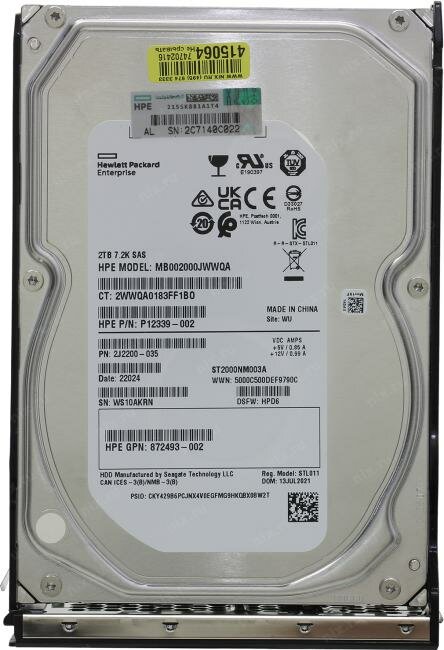 Жесткий диск HPE 1x2Tb SAS 7.2K Hot Swapp 3.5" - фото №11