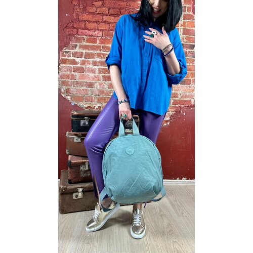Текстильный стильный рюкзак серо-голубой