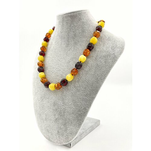 Бусы AMBER Land, длина 55 см, белый, коричневый